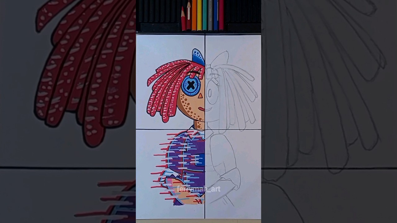 Draw RAGATHA from Amazing Digital Circus in 4 Different Art Styles with Posca Markers part2! 