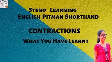 Contraction || What you have Learnt in Contraction ||  Pitman Shorthand by Steno Learning