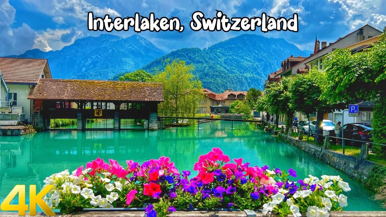Interlaken, Switzerland walking tour 4K The most beautiful Swiss