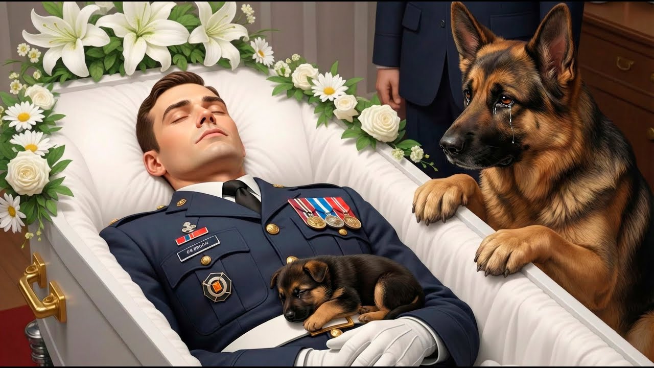 O Pastor Alemão latia sem parar diante do caixão — então algo impossível aconteceu