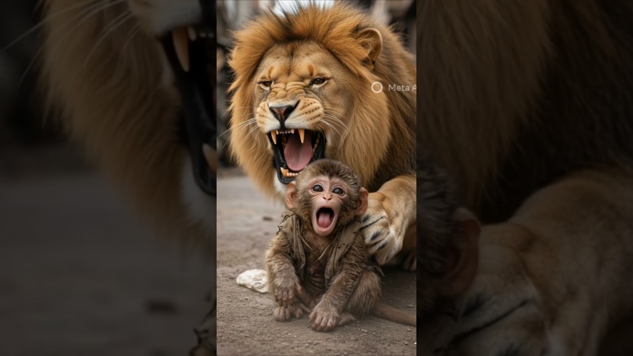 A Giant Elephant 🐘 Saves monkey 🐒 From Lion Attack ♥️