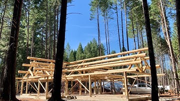 Log Timber Frame House and Garage Built in 3 Days