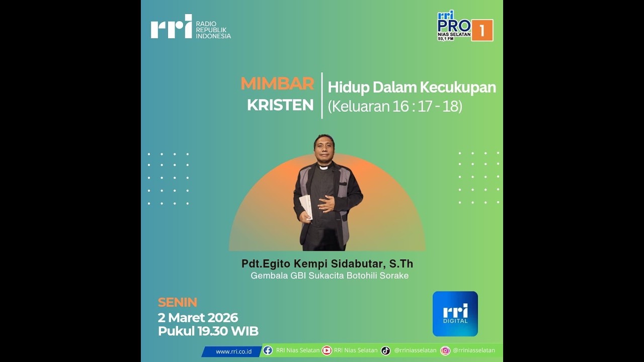 🔴LIVE | MIMBAR KRISTEN - Hidup Dalam Kecukupan (Keluaran 16:17-18)