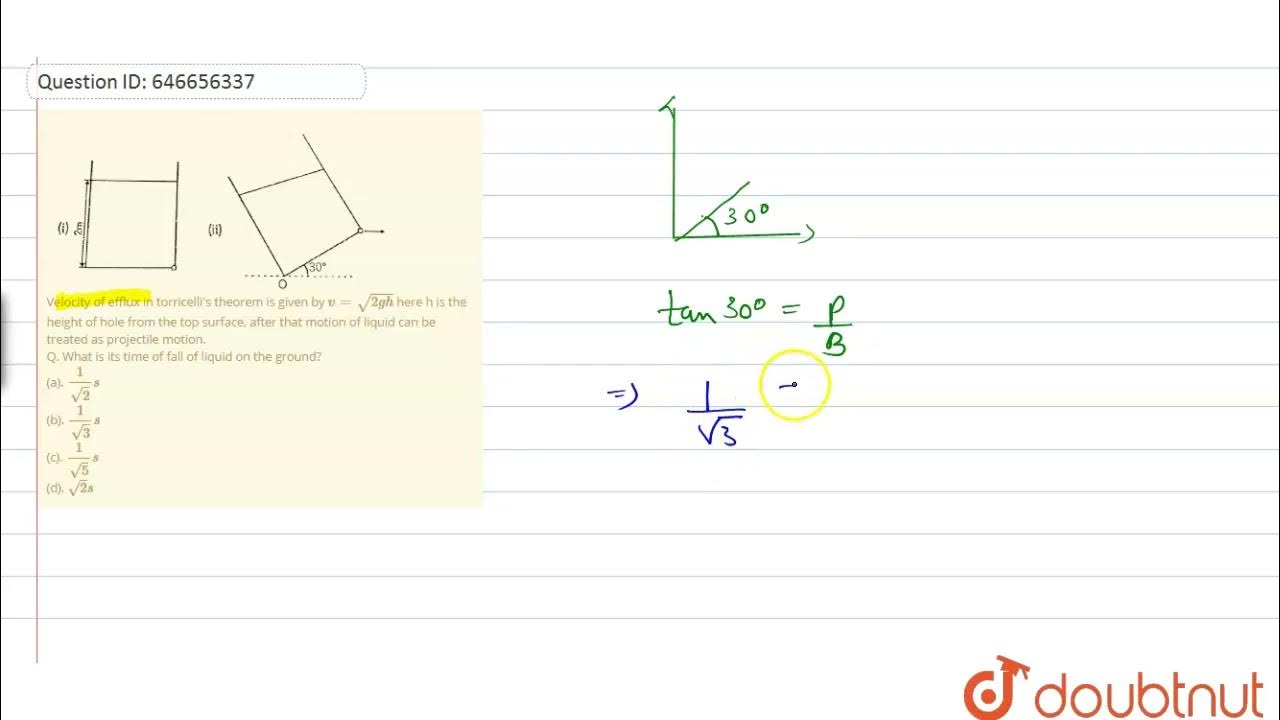 Velocity Of Efflux In Torricelli s Theorem Is Given By V sqrt 2gh velocity-of-efflux-in-torricelli-s-theorem-is-given-by-v-sqrt-2gh