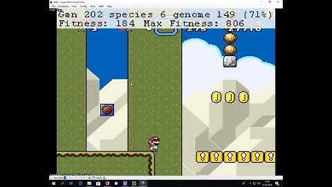 Mario AI - Generation 202, genetic algorithm  -  Map 3