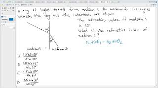 IB Physics C3. (May 2026 Past Papers 1A TZ3 HL-19, SL-?). Refraction. Snell's Law of refraction.