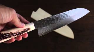 Sakai Takayuki 45 Layer Damascus Santoku All-purpose Japanese knife with dear horn handle