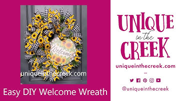 DIY Buffalo Plaid and Sunflower Deco Mesh Wreath on UITC Oval Board