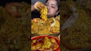 ASMR eating: curry fat mutton biryani, chowmin, cake 🎂, burger, momos #shorts #mukbang #asmr