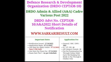 DRDO CEPTAM 10 Recruitment 2022 #drdo#drdoceptam10recruitment2022 #short #shorts #shortvideo