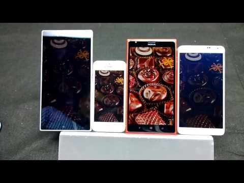 Xperia Z ultra vs iPhone 5 vs Lumia 1520 vs Galaxy Note 3 Display Comparison