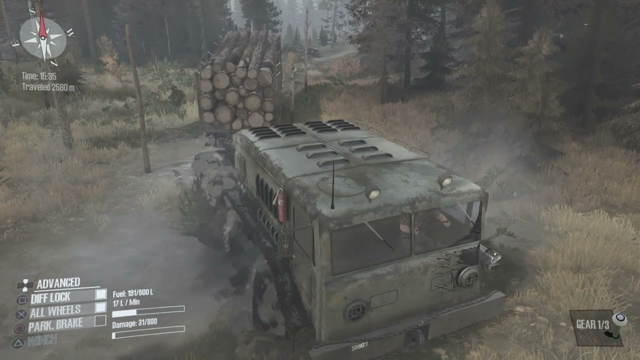 MudRunner Seashore South Lumber Mill Medium Log Delivery D-535 (MAZ-535)