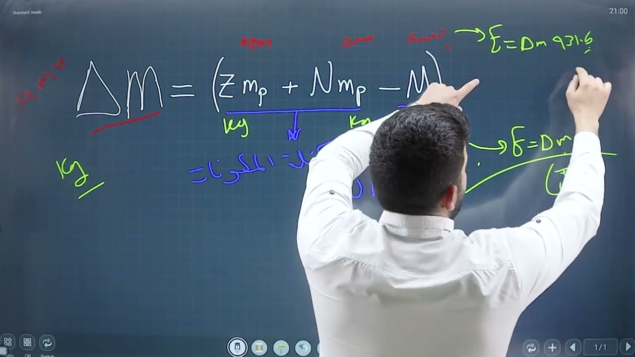 طاقة الربط النووية الجزء الثاني من الدرس الاول الفيزياء النووية الوحدة السابعة فيزياء التوجيهي2005