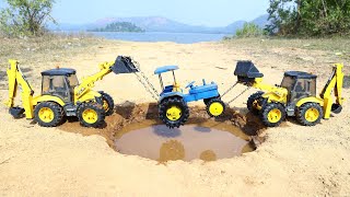 Swaraj Tractor And Tata Dumper Accident Pulling Out Jcb 5Cx ? Tata Tipper | Jcb Cartoon | Cs Toy