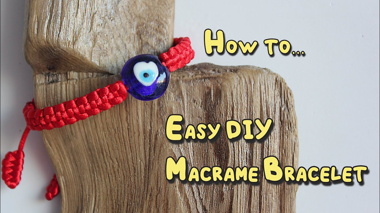 Simple Macrame Bracelet with Bead Tutorial / DIY easy - YouTube