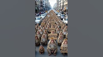 Monkey Protests for Justice 🐒🥺 #ai #monkey #justice #protest #save #shorts #shortsfeed #shortsviral