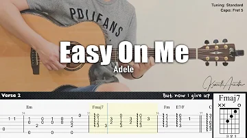 Easy On Me - Adele | Fingerstyle Guitar | TAB + Chords + Lyrics