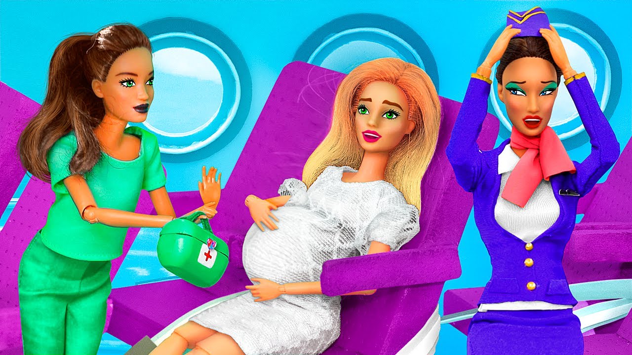 Muñeca Barbie embarazada: Las mujeres embarazadas tienen barrigas grandes,  dan a luz a bebés, una familia de cinco regalos, como juguetes para niños