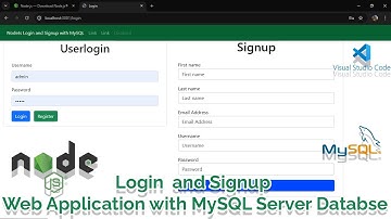Node.js Login and Signup Web Application with MySQL Database using Visual Studio code