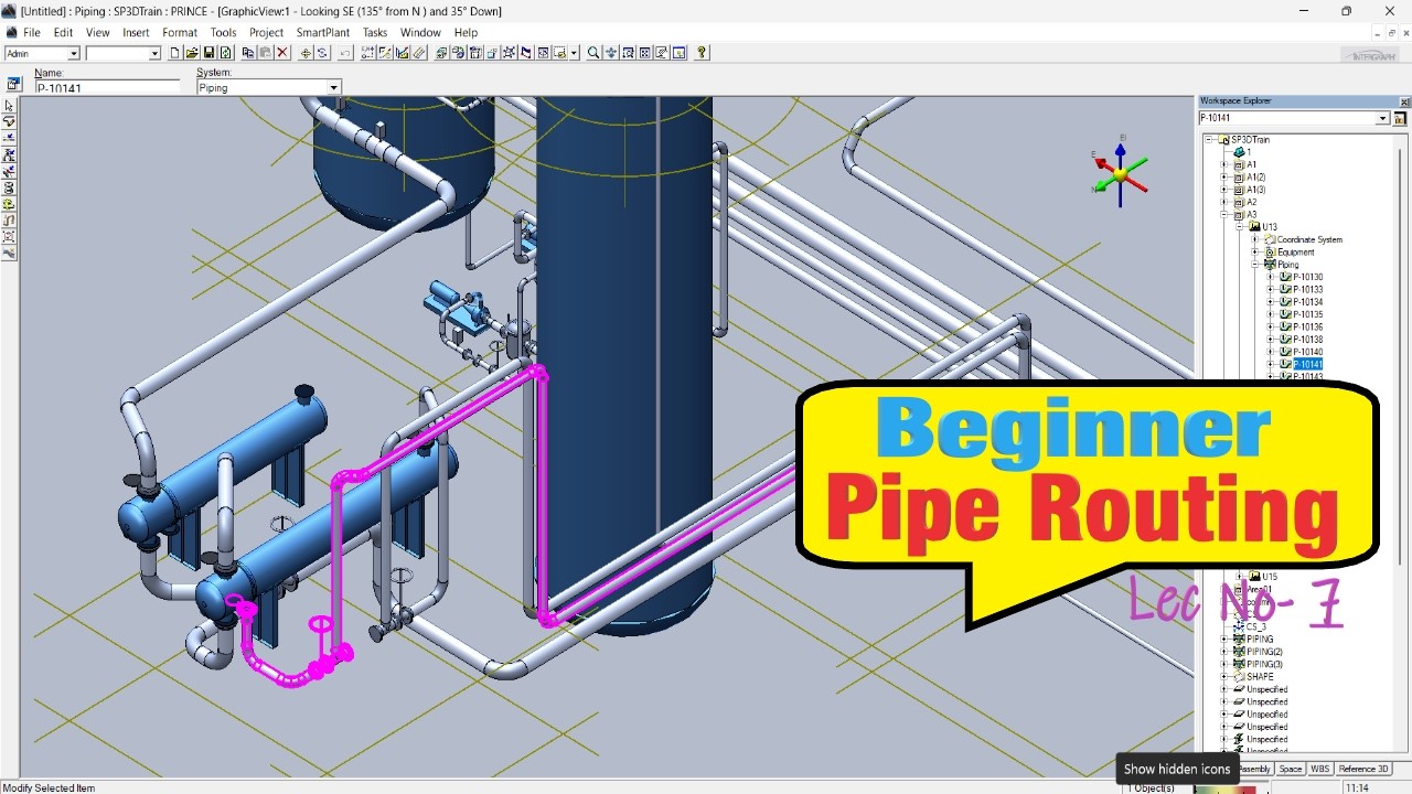 SP3D Training | Lecture 7 | Basic Pipe Routing on SP3D Software # ...