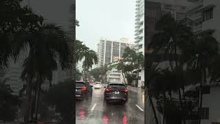 Driving up Collins Ave. at the start of a heavy thunderstorm