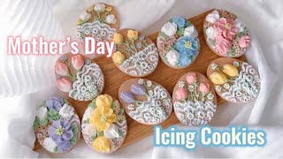🌷3 D Mother's Day Cookies | Satisfying Cookie Decorating | Royal Icing Flowers Piping