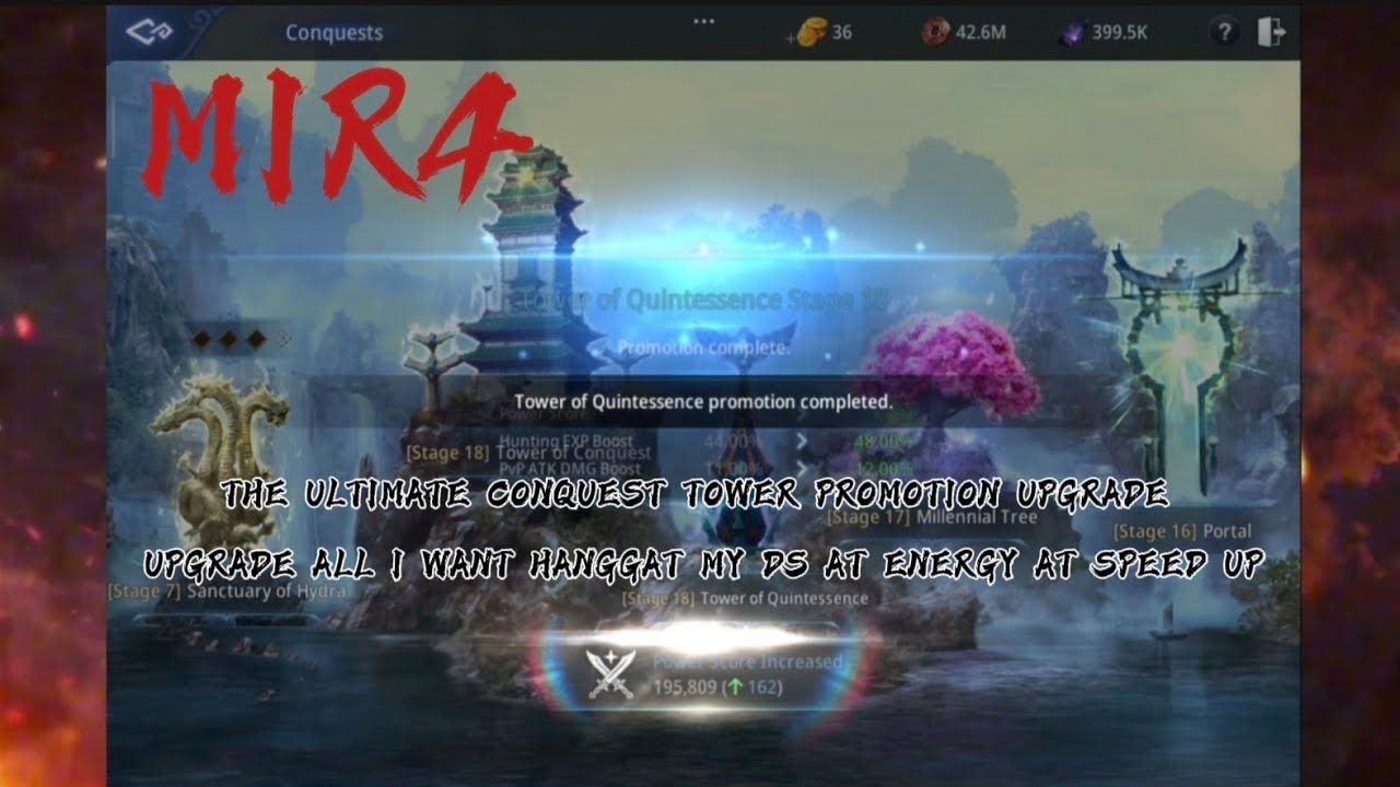 MIR4 . THE ULTIMATE CONQUEST TOWER PROMOTION UPGRADE 😱 UPGRADE ALL I WANT 😱 ... 