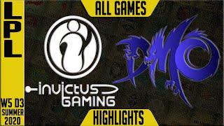 IG vs DMO Highlights ALL GAMES | LPL Summer 2020 W5D3 | Invictus Gaming vs Dominus Esports