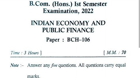 indian economy and public finance question paper 2022 | Bcom hons 1st semester | Lucknow University