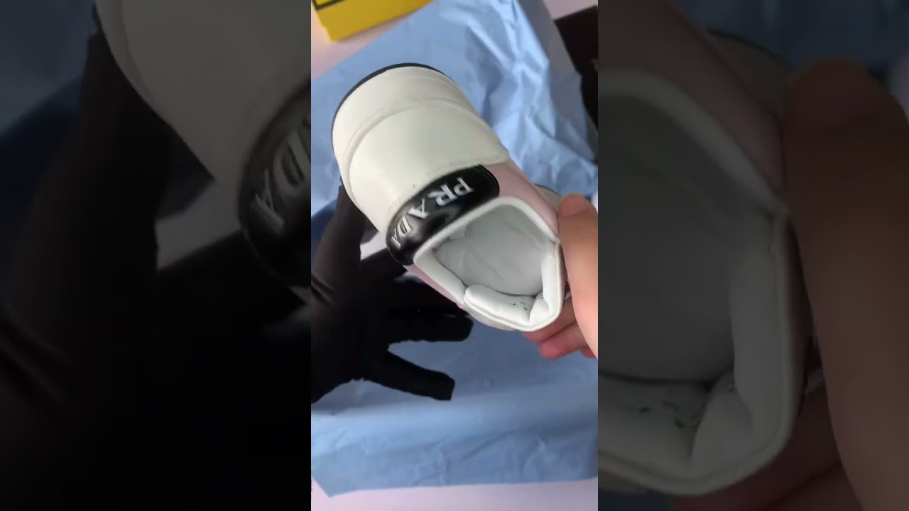 District perforated leather sneakers Prada pink shoes women unboxing