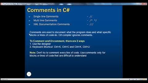 Part 9   C# Tutorial   Comments in C#