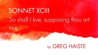 Sonnet 93 Greg Haiste Sonnets In Solitude