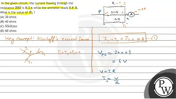 In the given circuit, the current flowing through the resistance \( 20 \Omega \) is \( 0.3 \) A ...