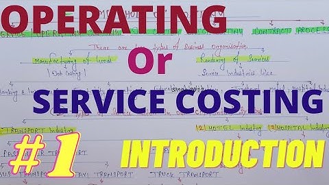 #1 Operating costing || service costing || Cost Accounting || For:-CMA/CA/CS/B.com/BBA || CMA(inter)
