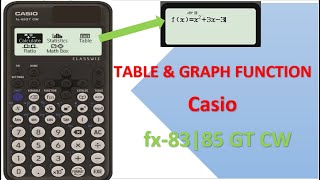 Table and graph function Casio calculator fx-83gt cw & fx-85gt cw