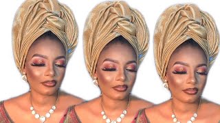 How To: Tie The Easiest Owambe Gele In less than 10mins | Trending Owambe Gele Series