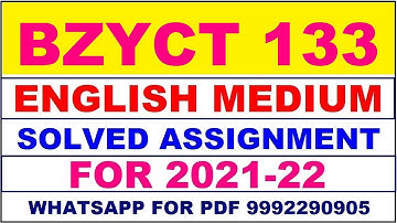 BZYCT 133 Solved Assignment 2021-22 in ENGLISH / Bscg ignou solved assignment 2021-22 / BZYCT 133