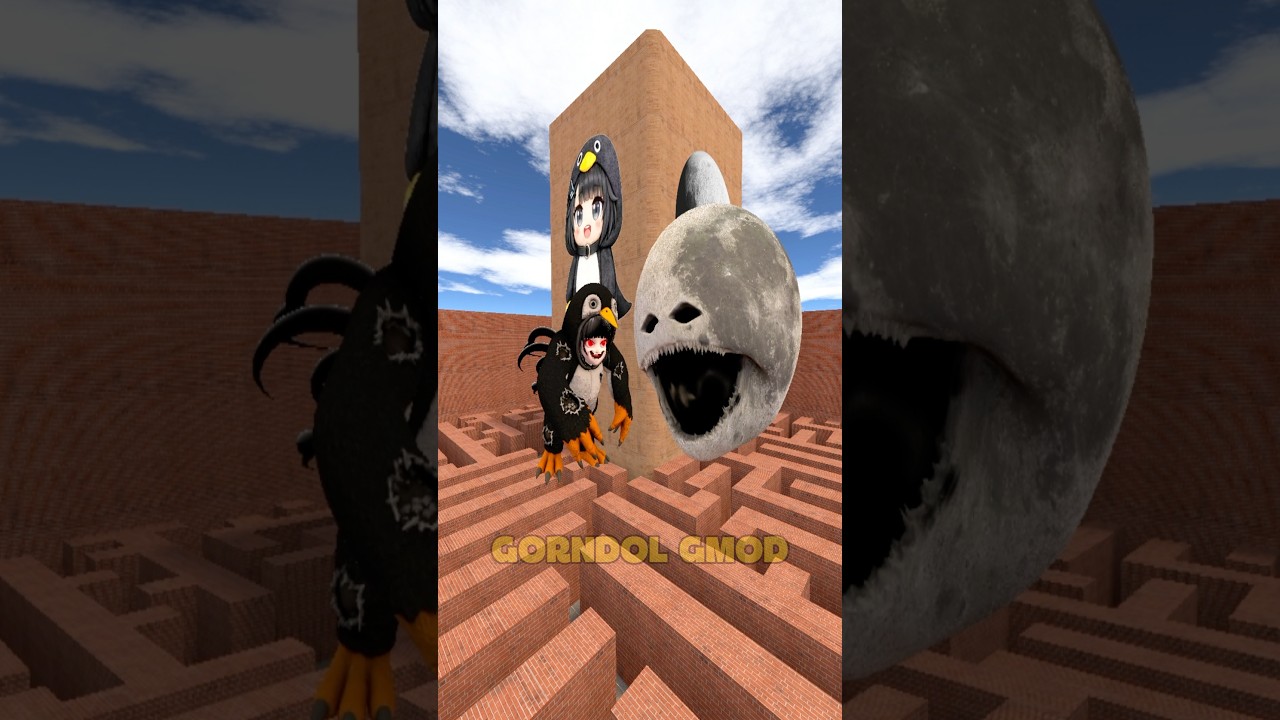 Gugu Gaga Penguin VS Moon Wake Up Run!? #garrysmod