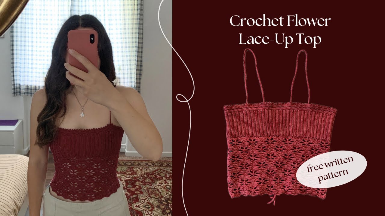 【Chloe】フラワー クロシェ編み スライド Crochet Flower Lace-Up Top Tutorial | + FREE Written Pattern