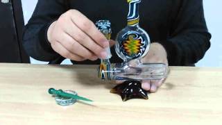 Oil Rigs  Bongs Bubbler  colored bear moutain base Glass oil dabber and ashtray