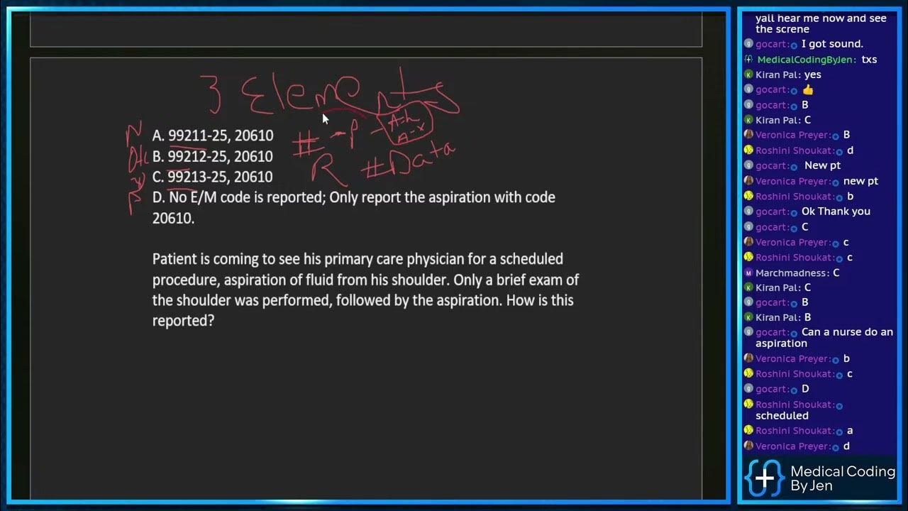 Example new e m medical coding certification exam practice tips youtube