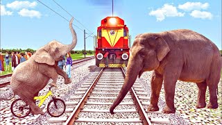 8 September,2022 Crazy elephant sleeping on railroad |stops the train |BeamNG.drive |Train simulator