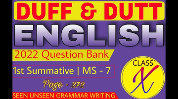 Duff and Dutt English Question Bank 2022 Class - 10 | Class - X English Solution | MS - 7
