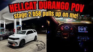 LATE NIGHT HELLCAT DURANGO POV DRIVE(BMW340i WANTED SMOKE!!)