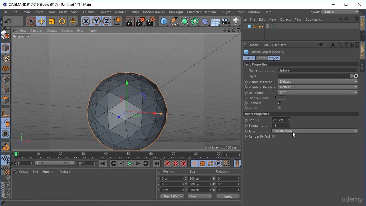 Learn Cinema 4D: Low Poly Planet : Create a Sphere - YouTube