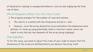 Fixing the C+ +  Program: Why Your 2D Array Only Displays the Last Two Elements