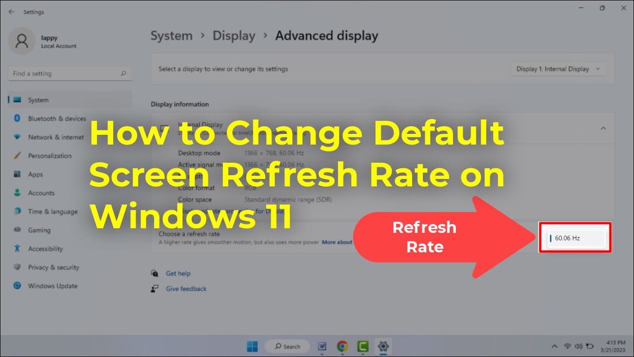 How to Change Screen Refresh Rate on Windows 11 - YouTube