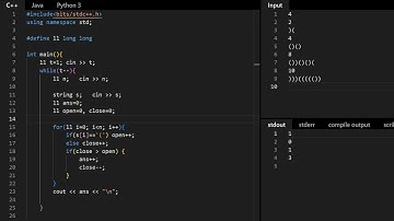C. Move Brackets Solution in C++ |  Codeforces Round 653 (Div. 3)