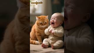 What Made This Baby CRY So Hard? (The Cat Knows!) 🤫 #cat #shorts #shortsfeed #baby