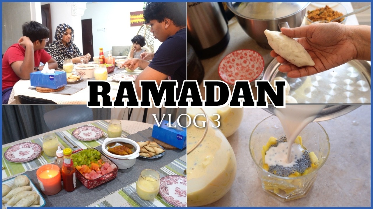 Ramadan Vlog 3 | Healthy Mango Basil drink , Prawns Kalmas, Fish Chili